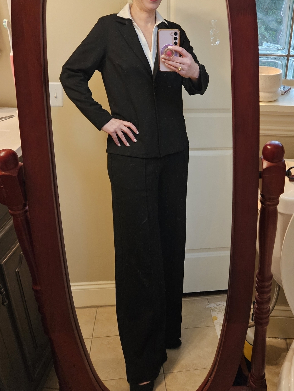 MARBLE Black Wide-Leg Trouser Suit Set NWT | Blazer + Pants | Minimalist Chic - Picture 2 of 9